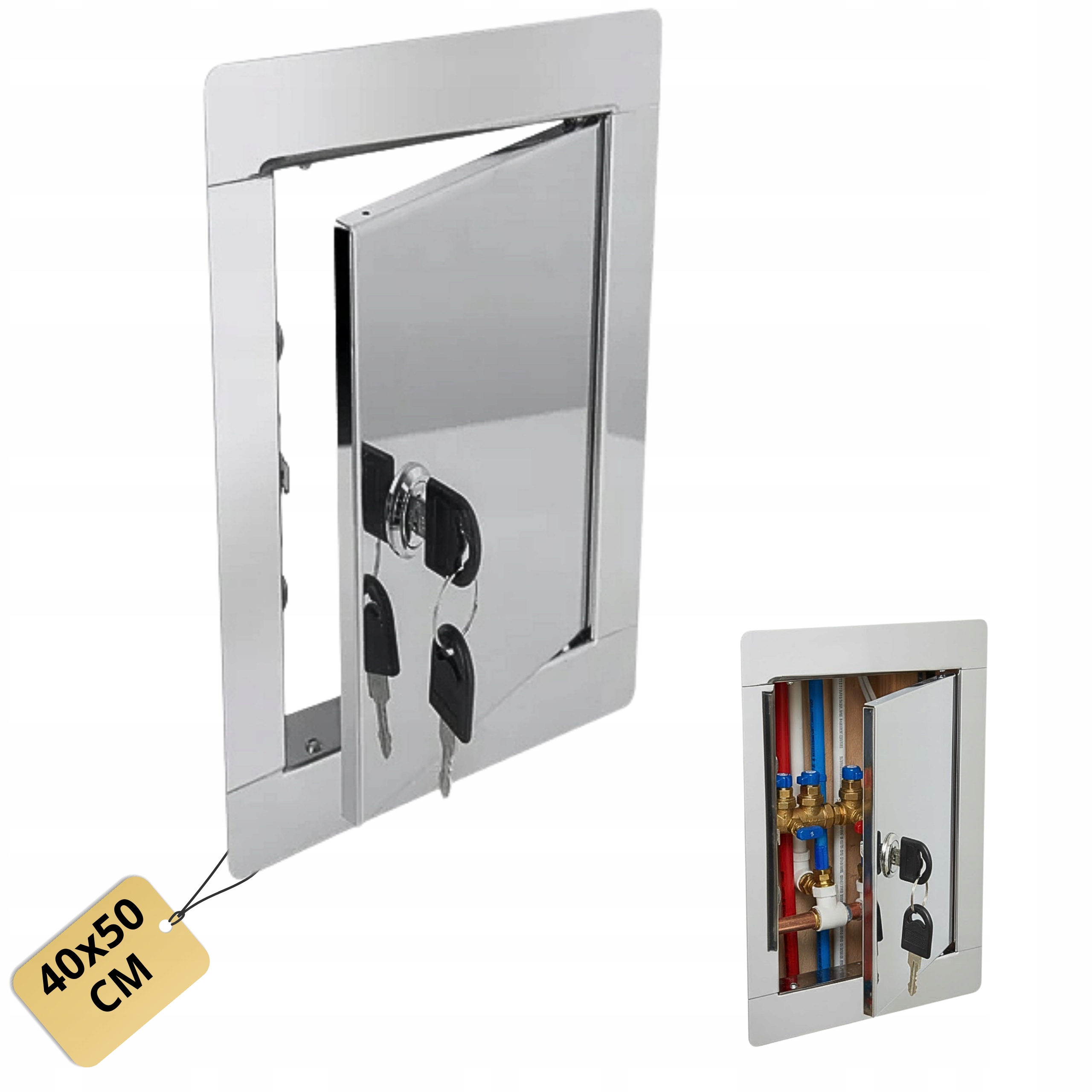 Revizní Dvířka 40x50 cm Kovová Rámeček Se Zámkem Nerezový Klíč