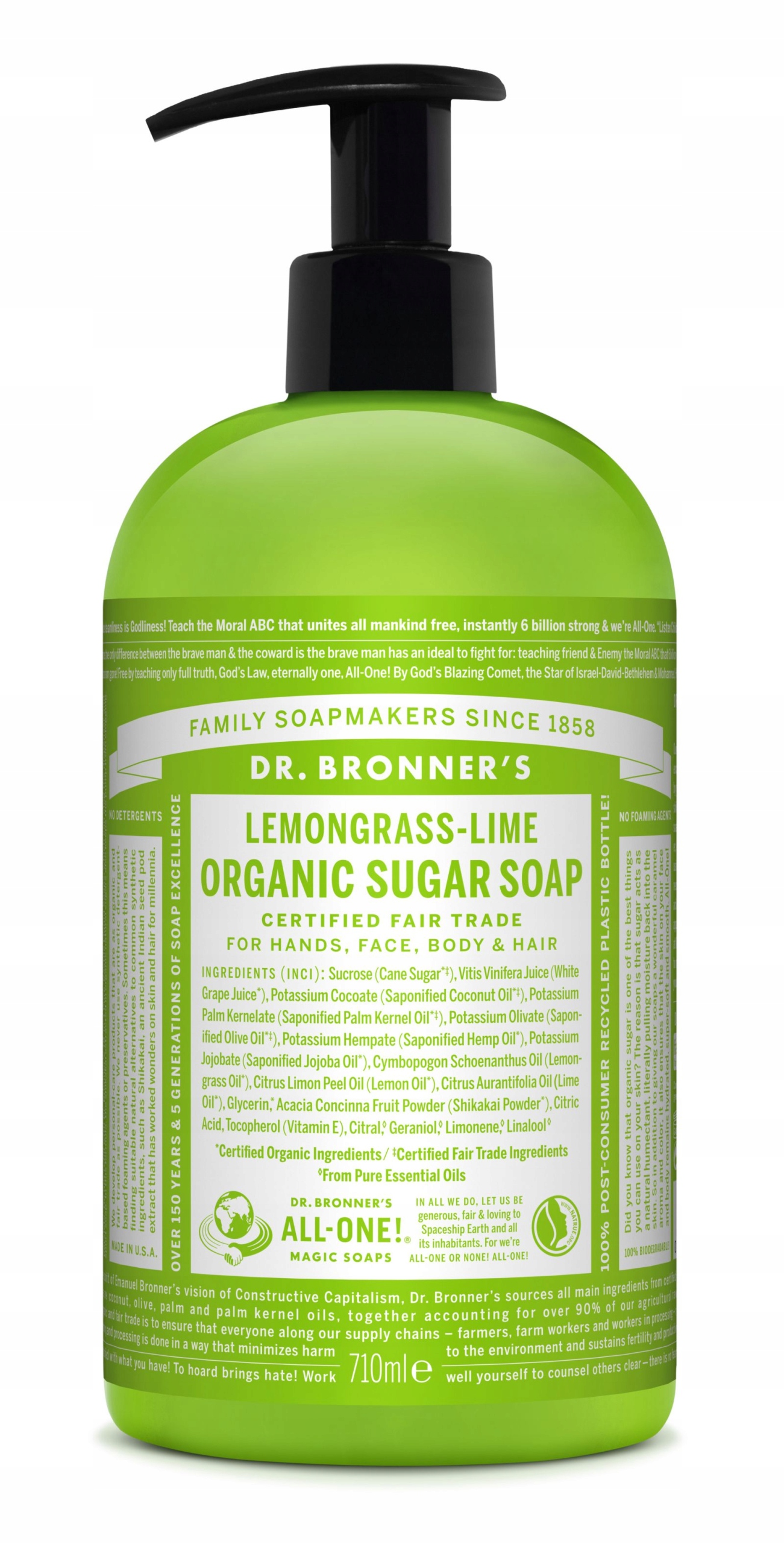 Dr. Bronner's Bio Cukrové Mýdlo Citronová Tráva A Limetka 710 ML