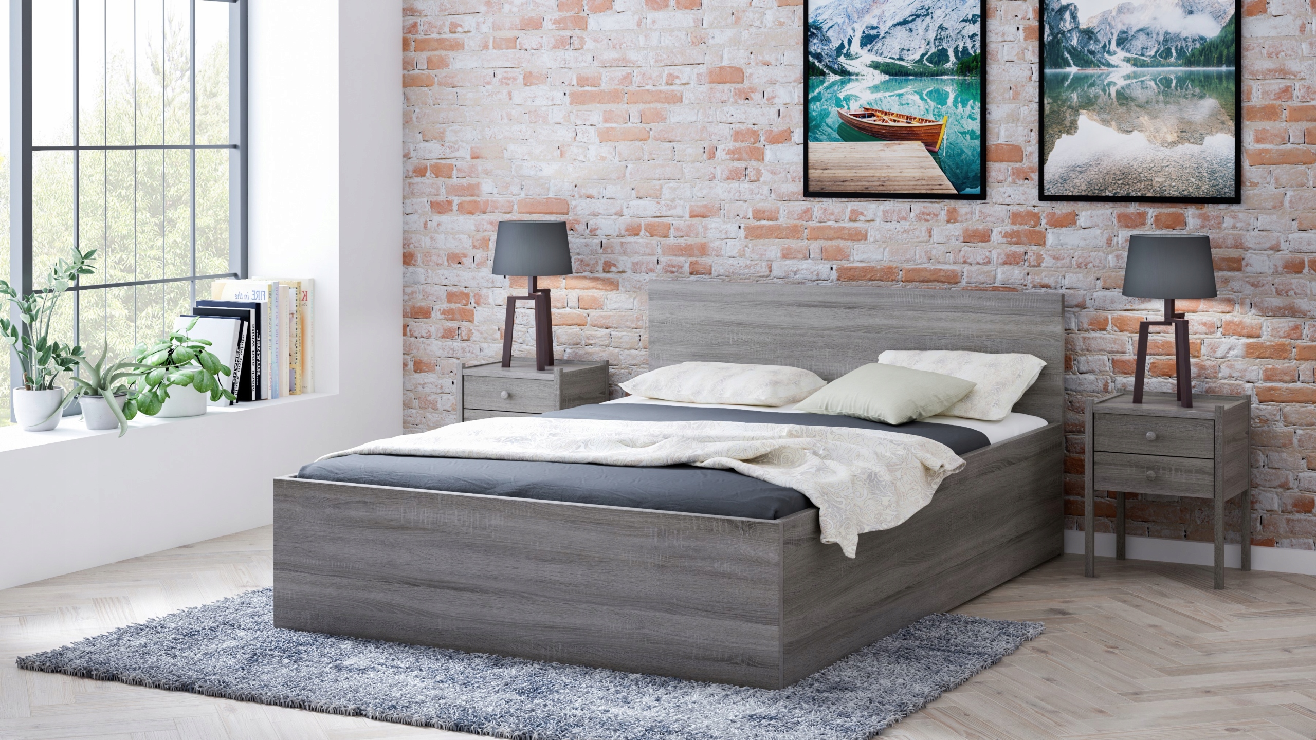 

Łóżko 160x200 DM1 Dąb Truflowy Stelaż Magnat