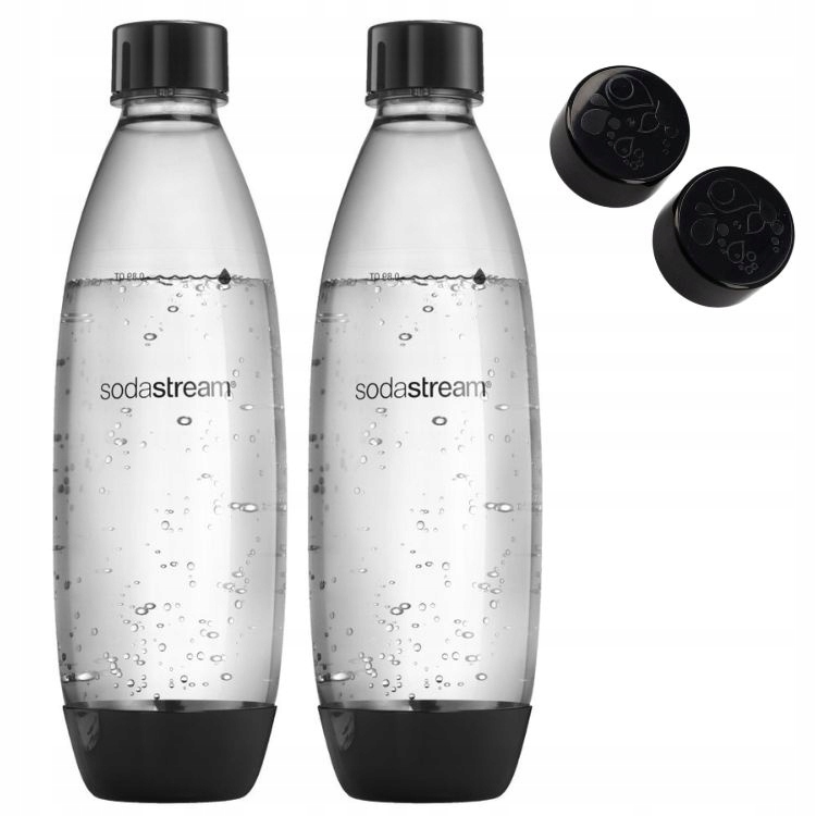 Butelki na wodę SodaStream Fuse 2x1L czarne do zmywarki 2 nakrętki