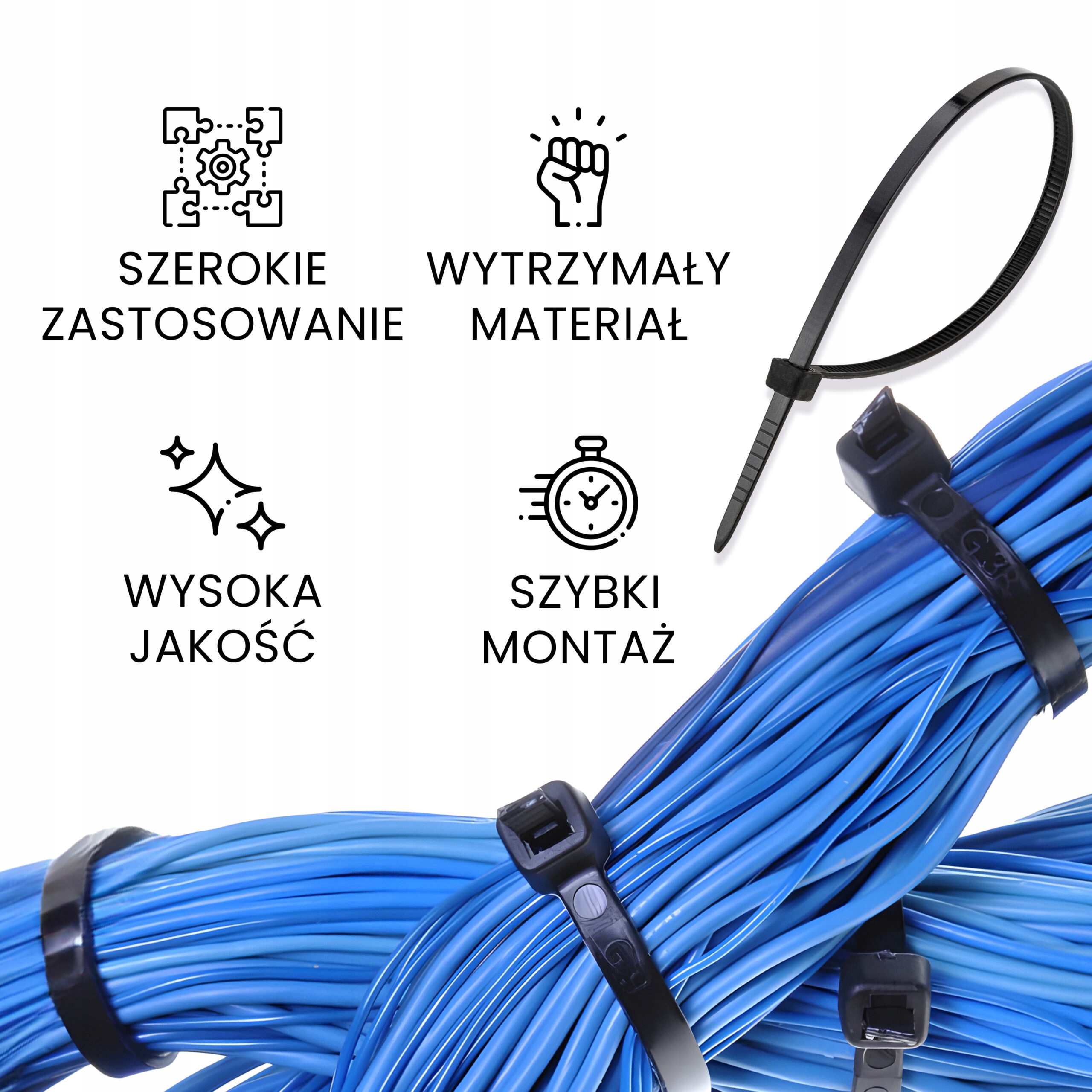 Opaska kablowa Vergionic 2,5 mm x 200 mm 100 szt. Rodzaj opaska kablowa