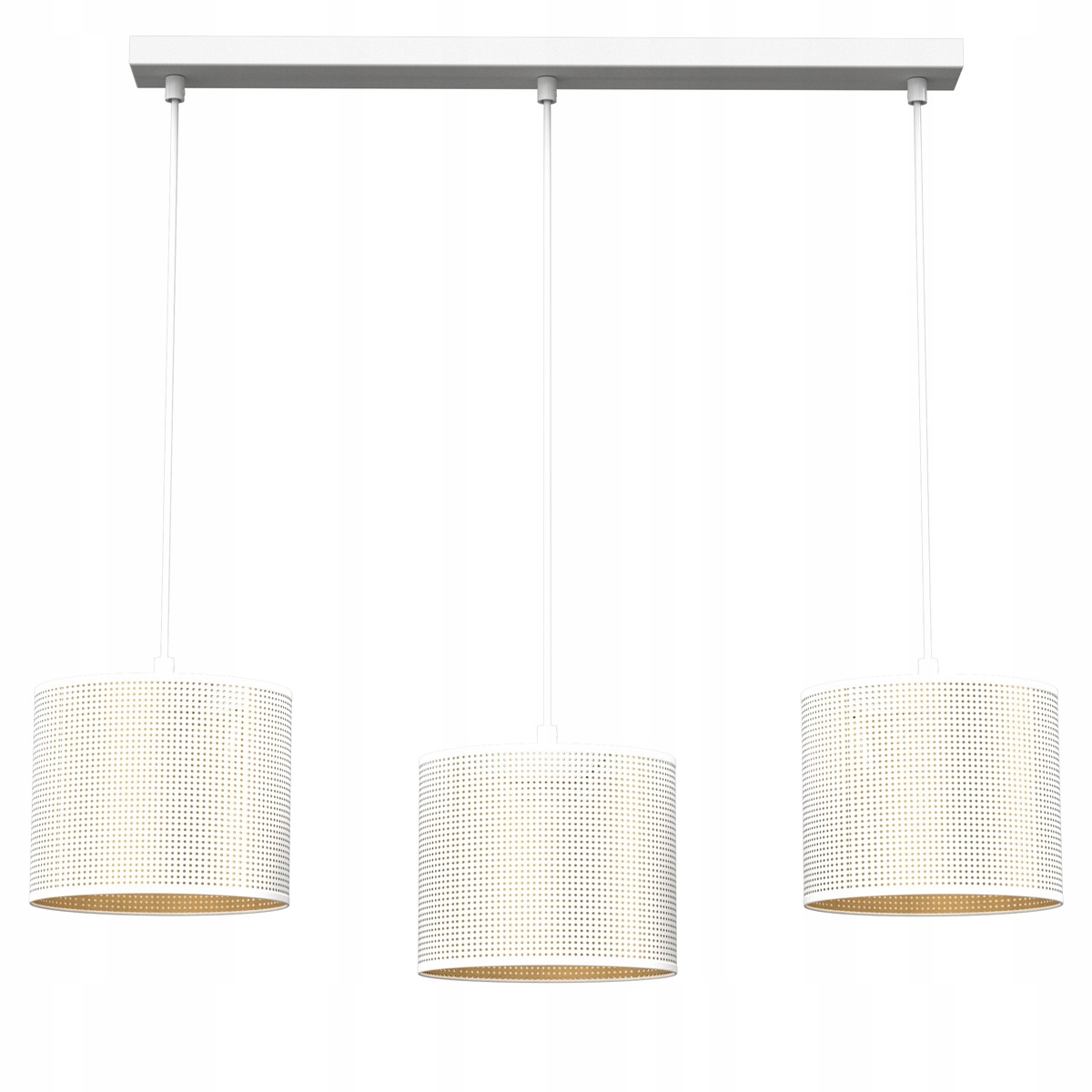 Závěsná lampa s stínítky z kovové síťoviny Luminex 3 Loft bílá zlatá
