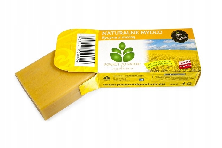 

100% roślinne naturalne mydło Rycyna I Melisa, 100