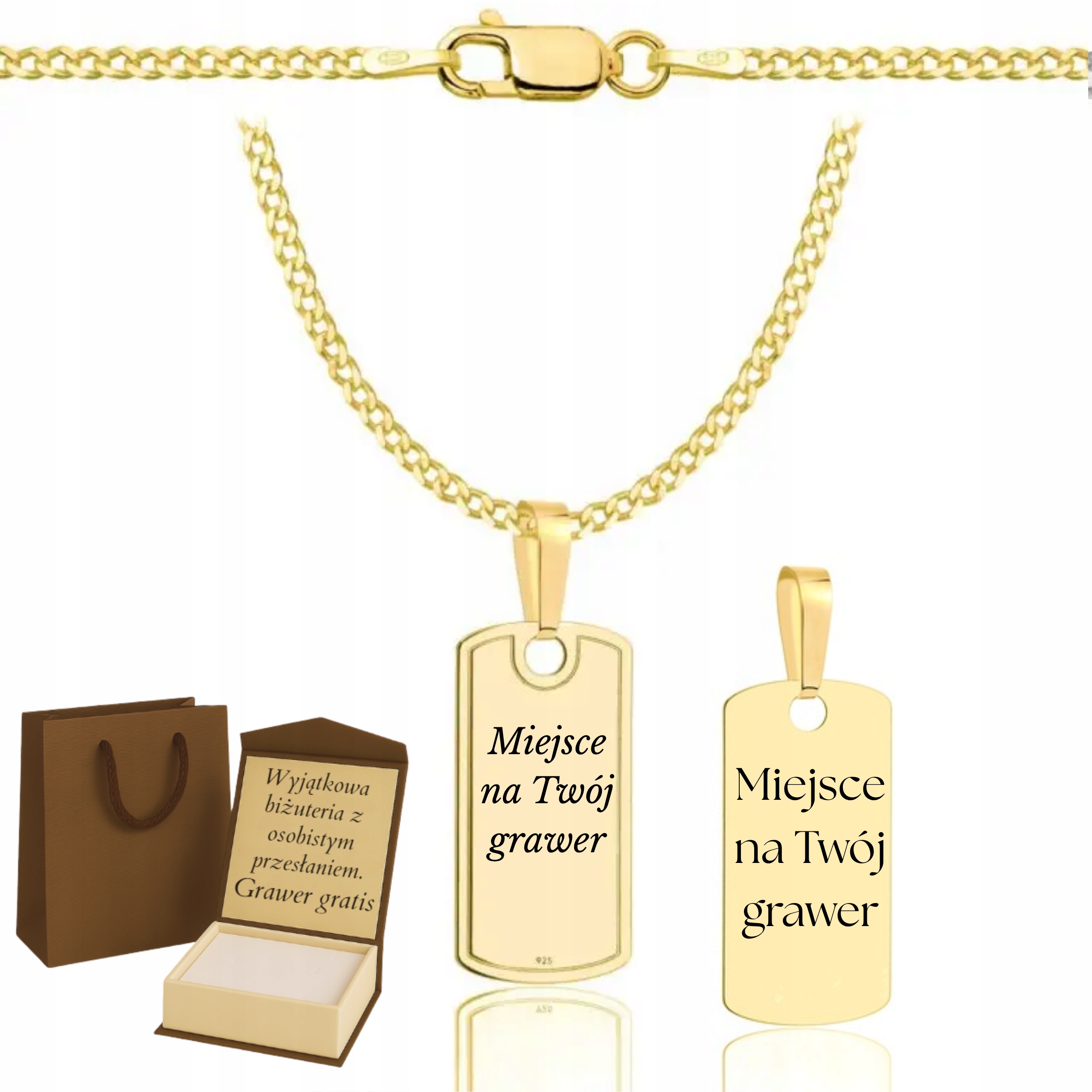 Pánský Pancr Na Zlatý Řetízek , Vojenská Známka Ryzost 925 585 Gravírování