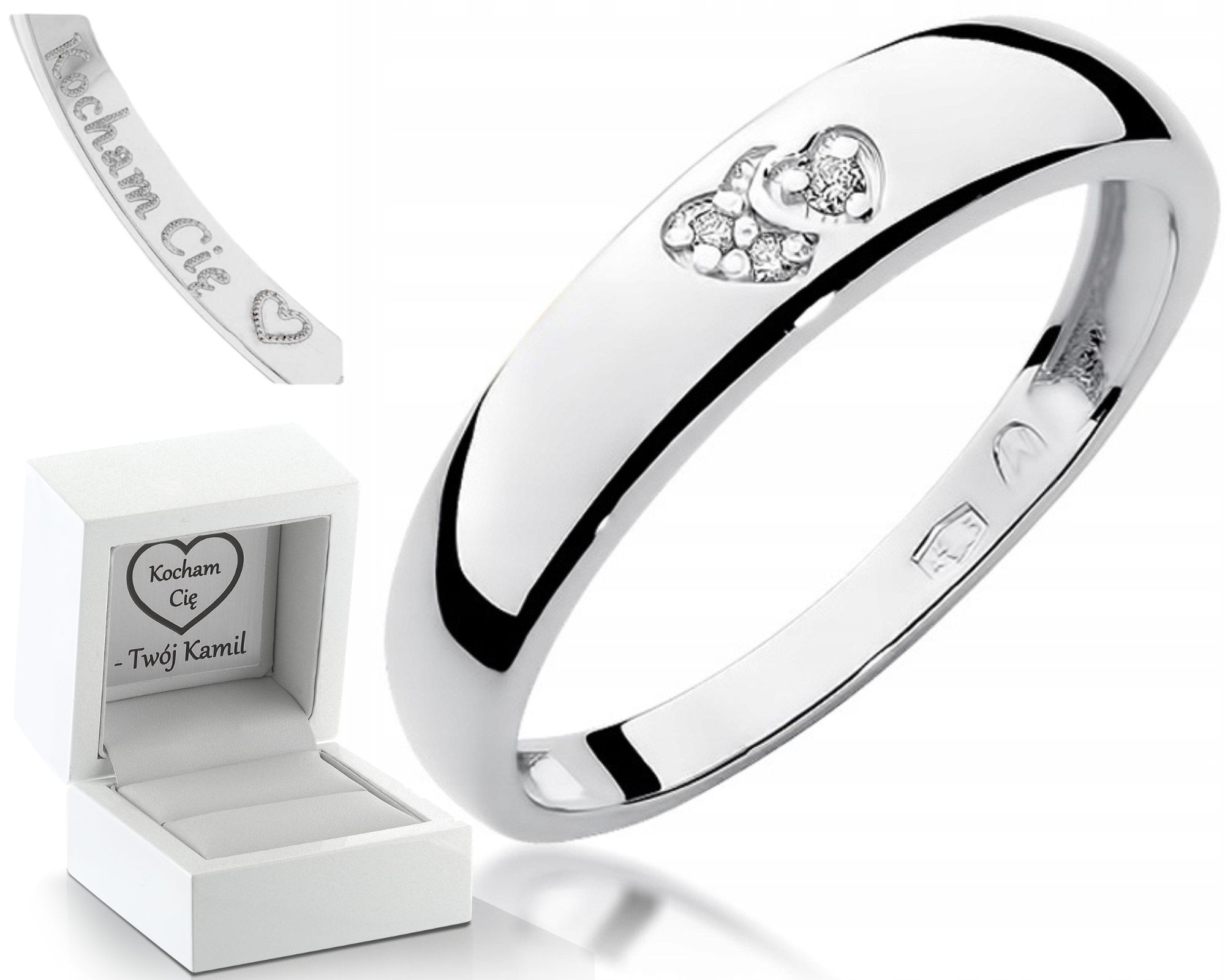 Prstýnek S Brilianty 0,02 Ct Bílé Zlato Srdce