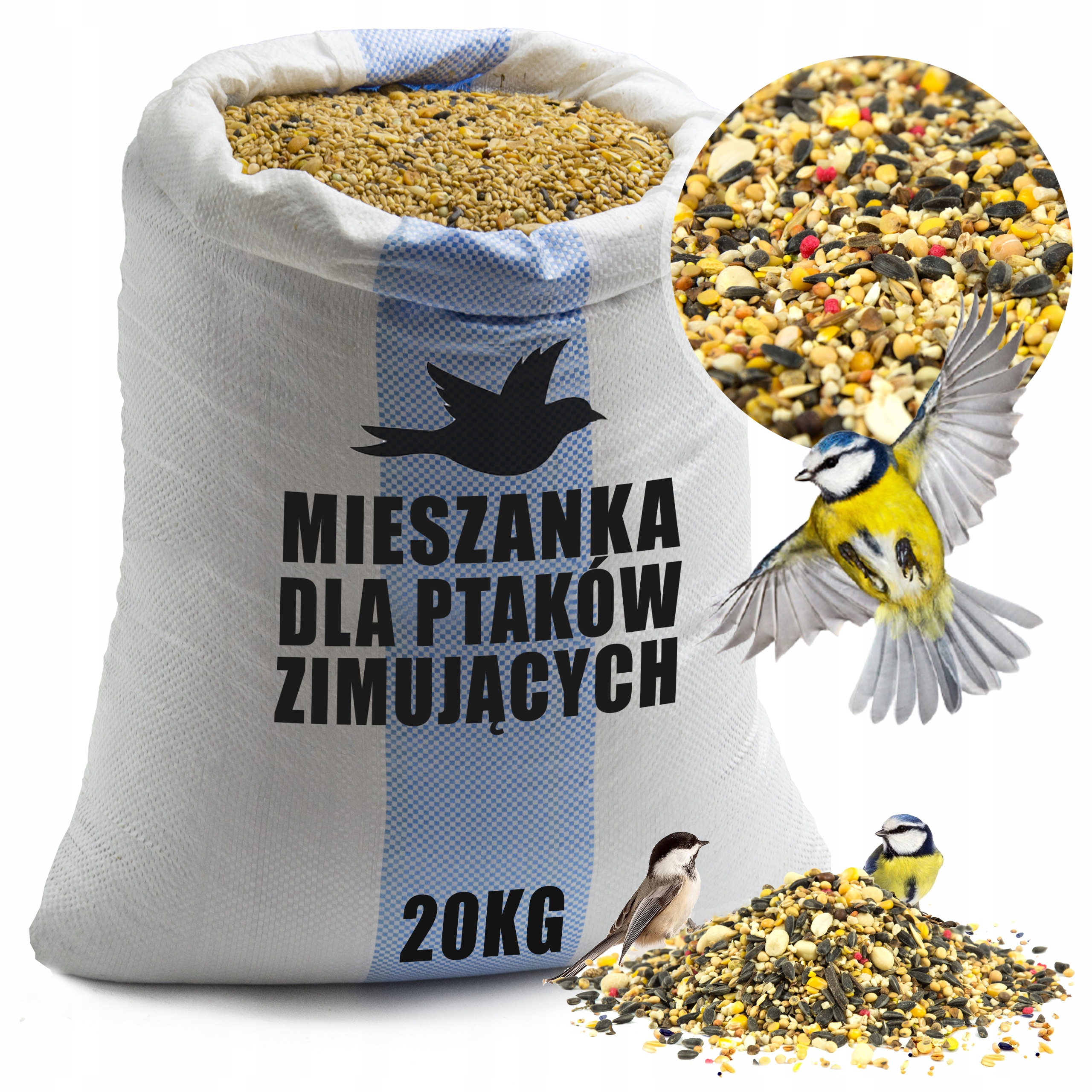 KARMA POKARM ZIARNO SŁONECZNIK DO KARMNIK DLA DZIKICH PTAKÓW ZIMUJĄCYCH