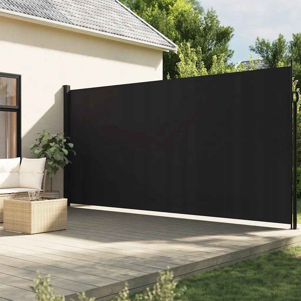 vidaXL Zatahovací boční markýza černá 220 x 600 cm