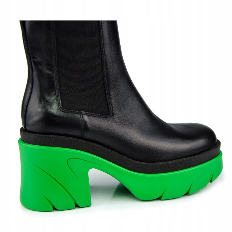 CARINII B7739 WORKERY TRAPERY SKÓRA CZARNE ZIELONE Rozmiar 37