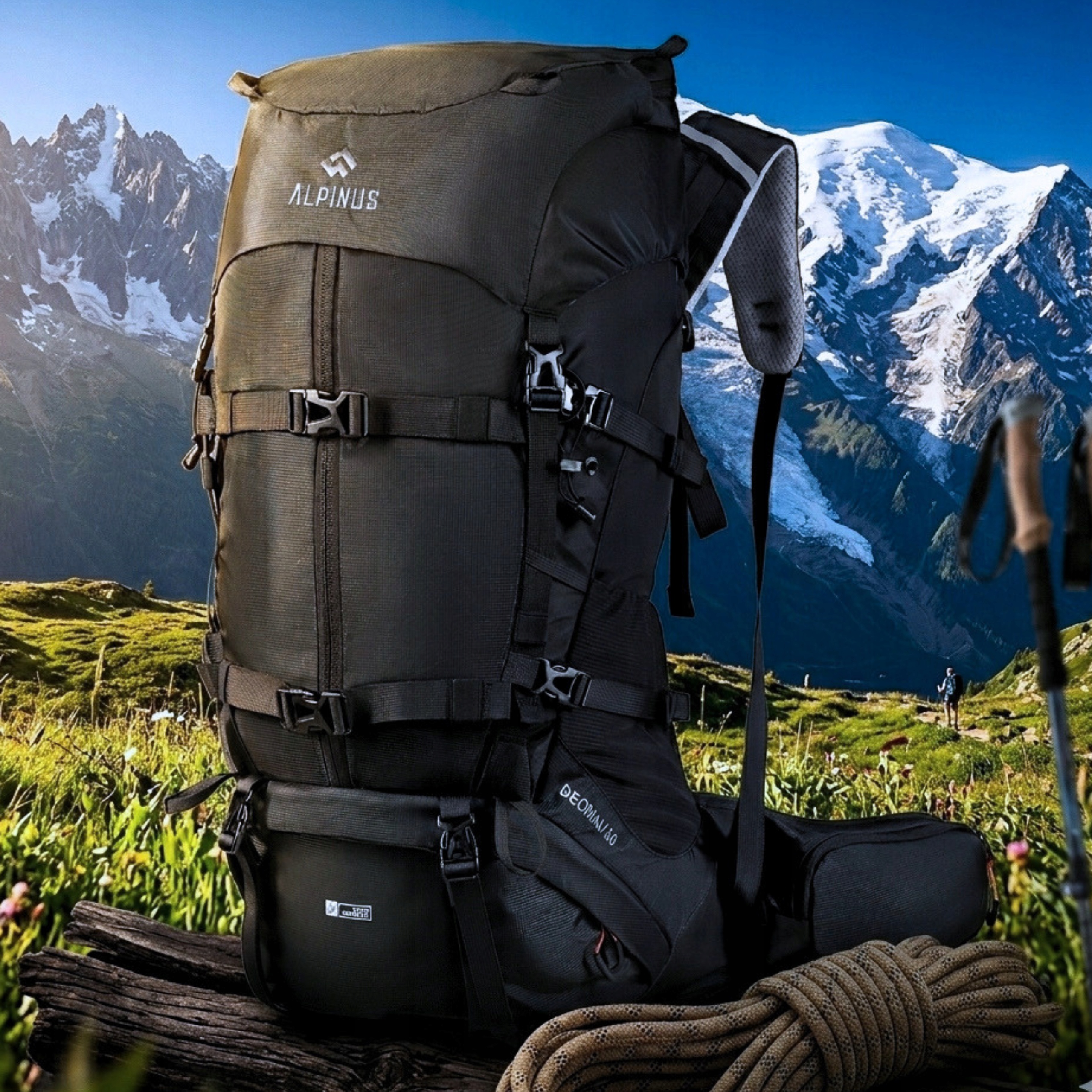 Alpinus Plecak Trekkingowy Turystyczny Deomali Sportowy Pokrowiec Czarny