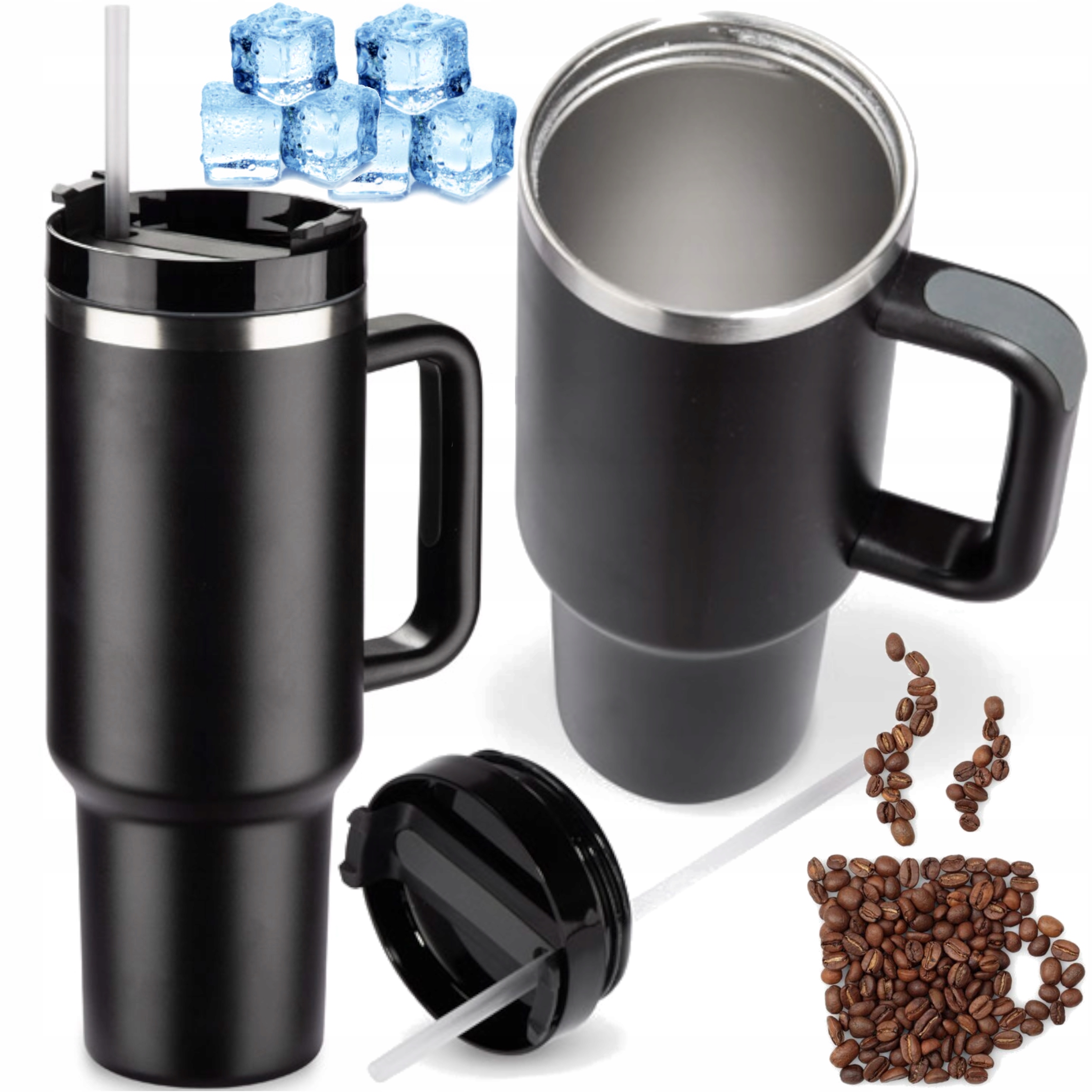 Termohrnek Na Kávu A Čaj Termoska S Rukojetí A Brčkem Premium XXL