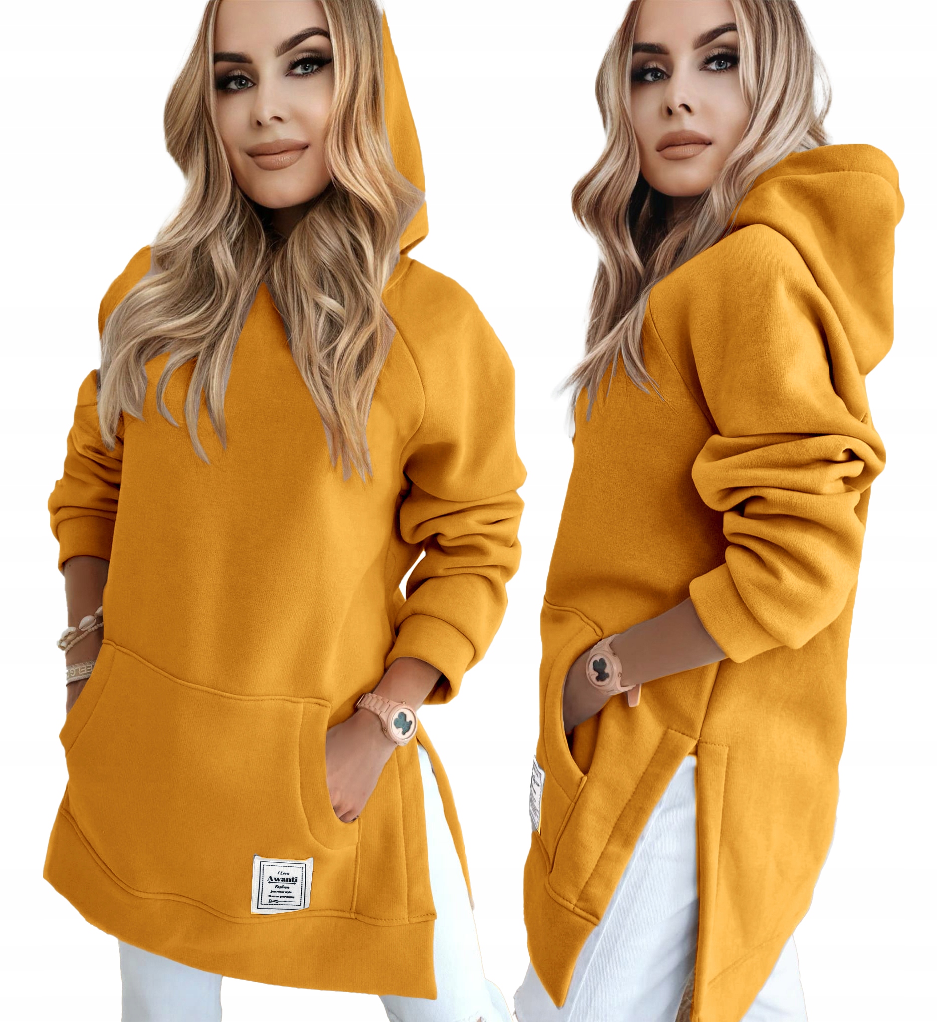 Silná, teplá dlouhá bavlněná Tepláková Mikina oversize mikina s kapucí Kora