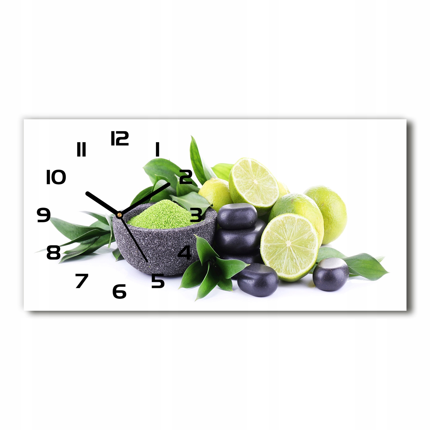 

Zegar ścienny szklany Limonki i kamienie 60x30 cm