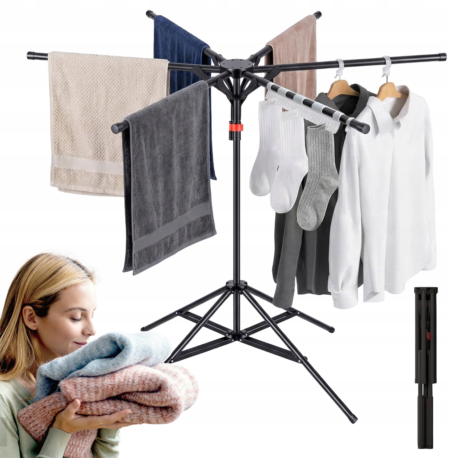 Levně Sušák Na Prádlo A Prádlo Stojící Skládací Věšák S 6 Tyčemi