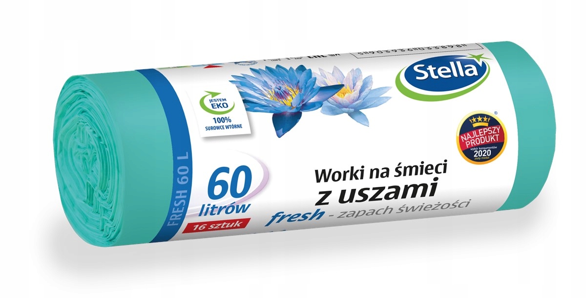 

Worki na śmieci 60L 16szt z uszami zapach fresh