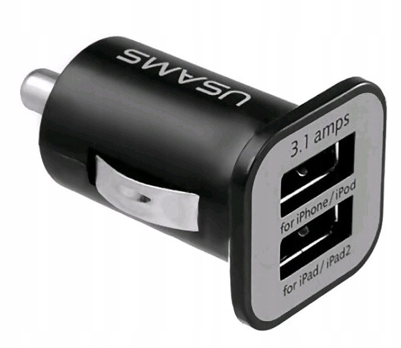

Mocna Ładowarka Samochodowa 3.1A 2xUSB Usams