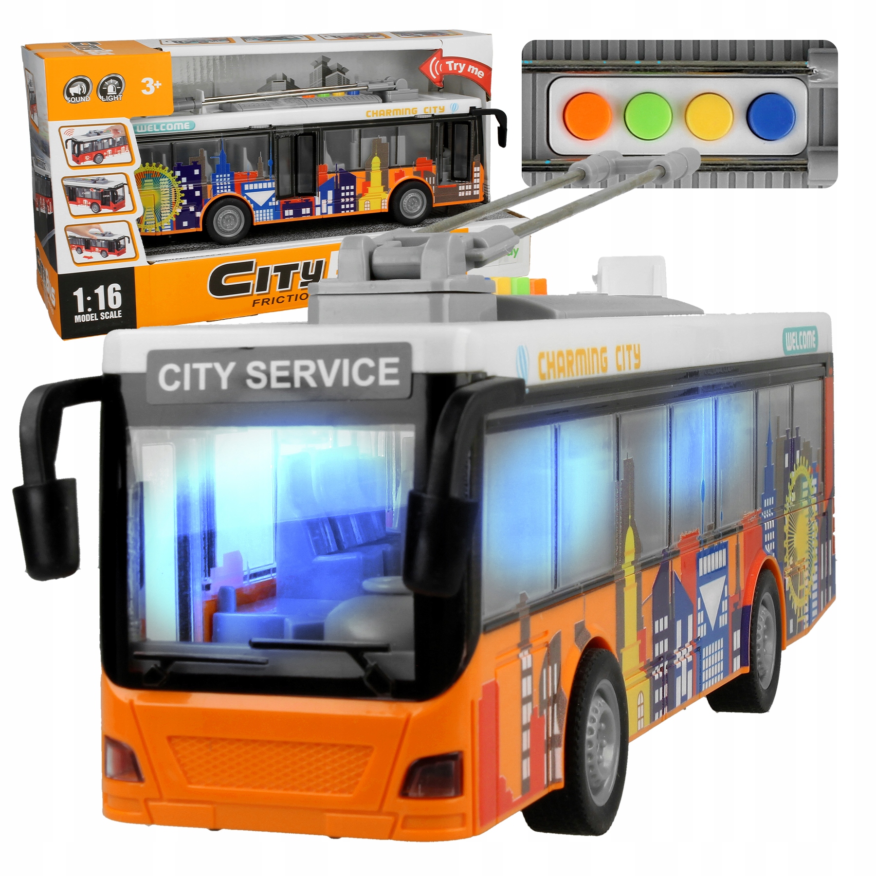 AUTOBUS MIEJSKI CITY TROLEJBUS OTWIERANE DRZWI ŚWIATŁA DŹWIĘKI NAPĘD NS