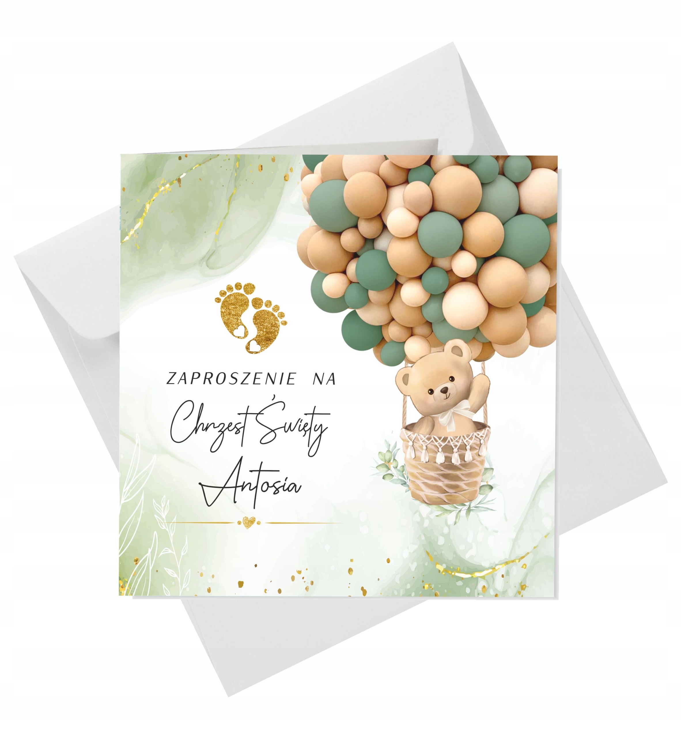ZAPROSZENIA NA CHRZEST + IMIĘ + KOPERTA