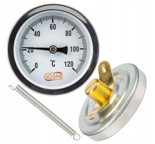 Termometr Przylgowy Opaskowy Ze Sprężyna Do Kotła Pieca Rury 63mm 0-120°C-Zdjęcie-0