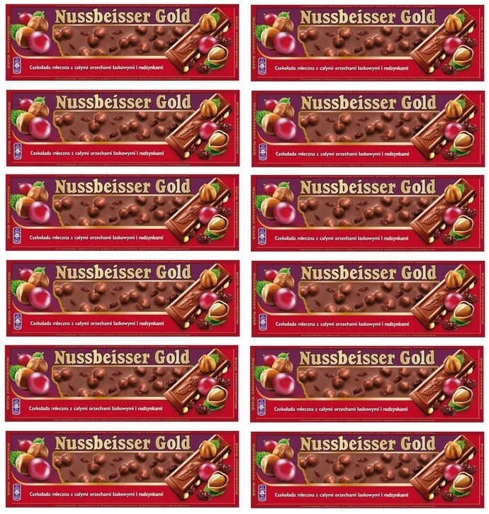 12x 220g Nussbeisser Czekolada mleczna orzechy rodzynki Karton