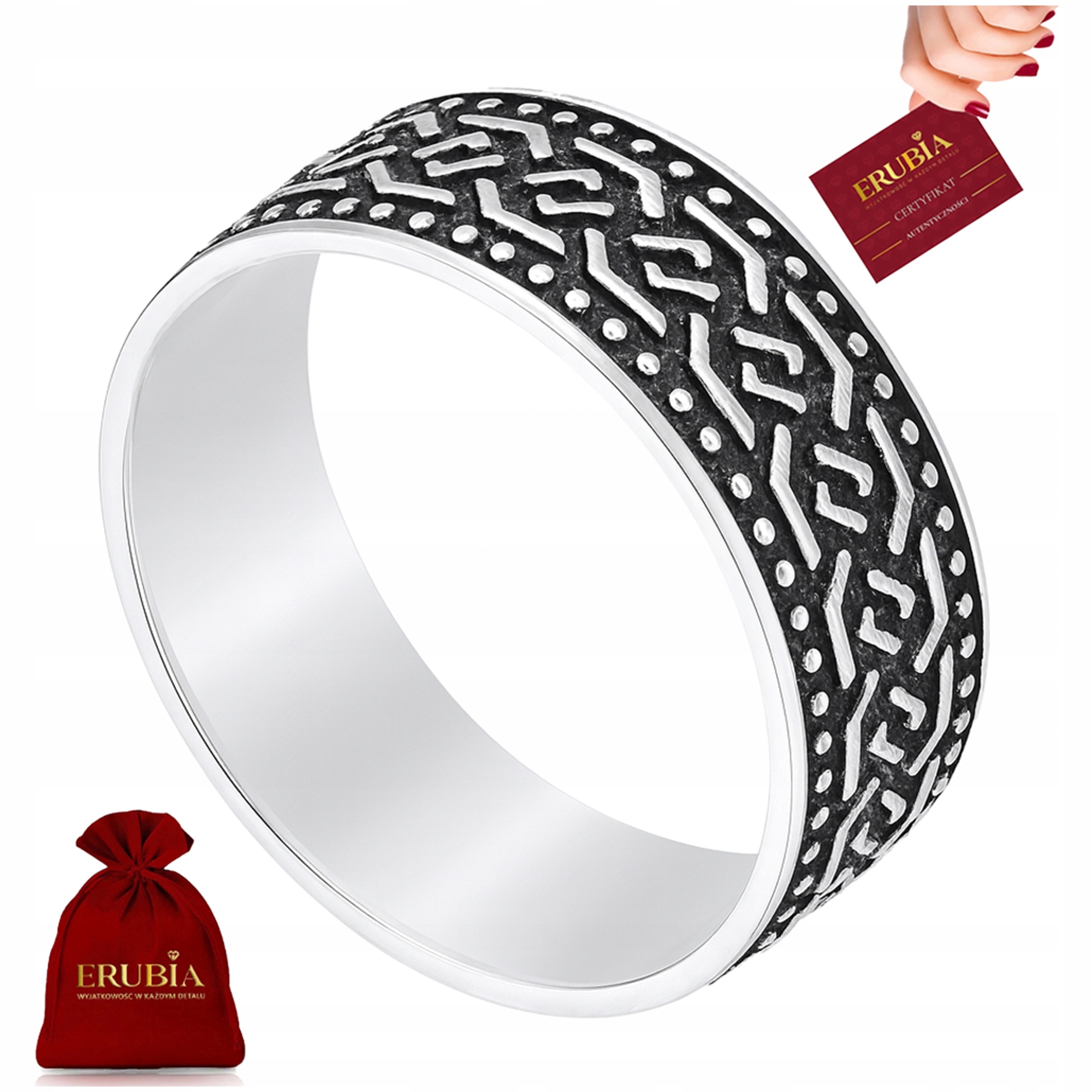 Pánský Prsten, Stříbrný Prsten, Ornament, Stříbro O Ryzosti 925 Velikost 32