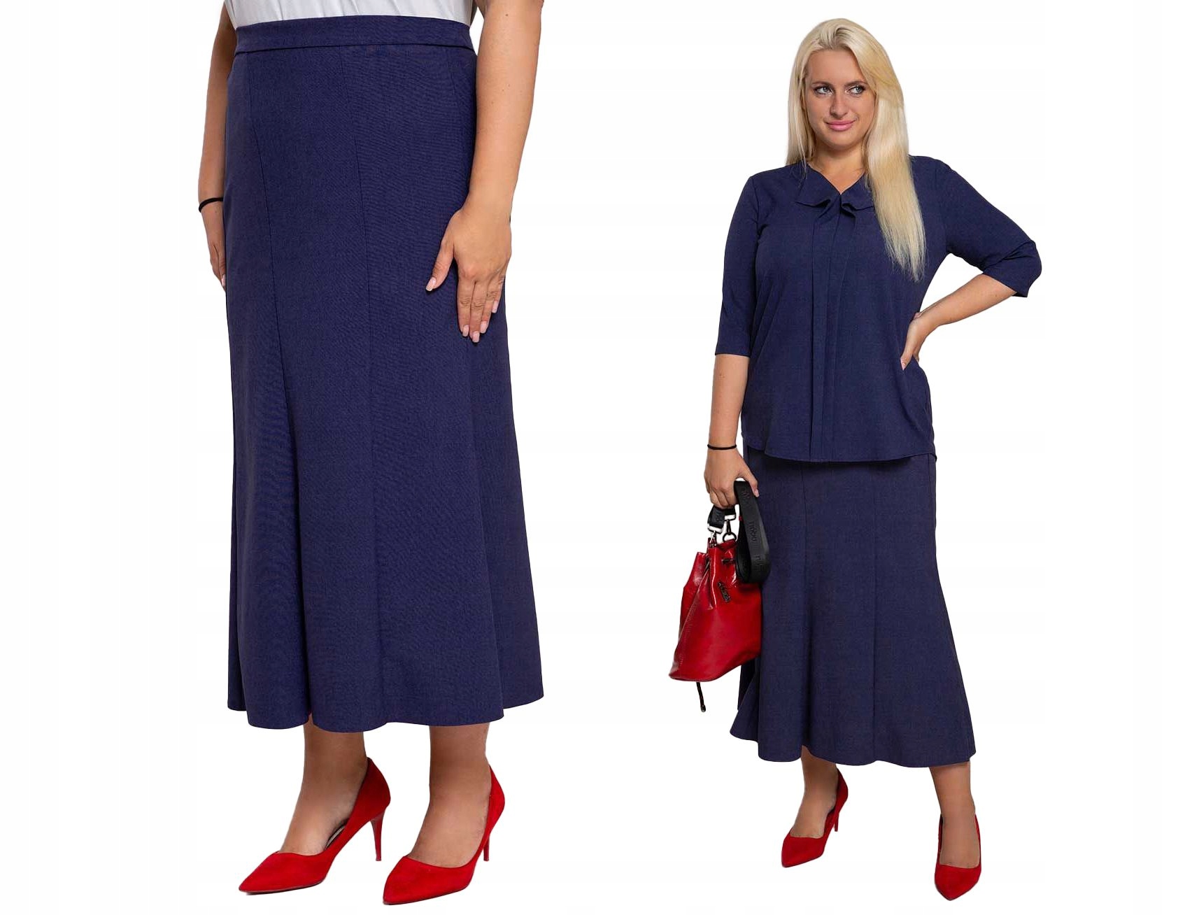 Lněná sukně v barvě klasického granátu 48