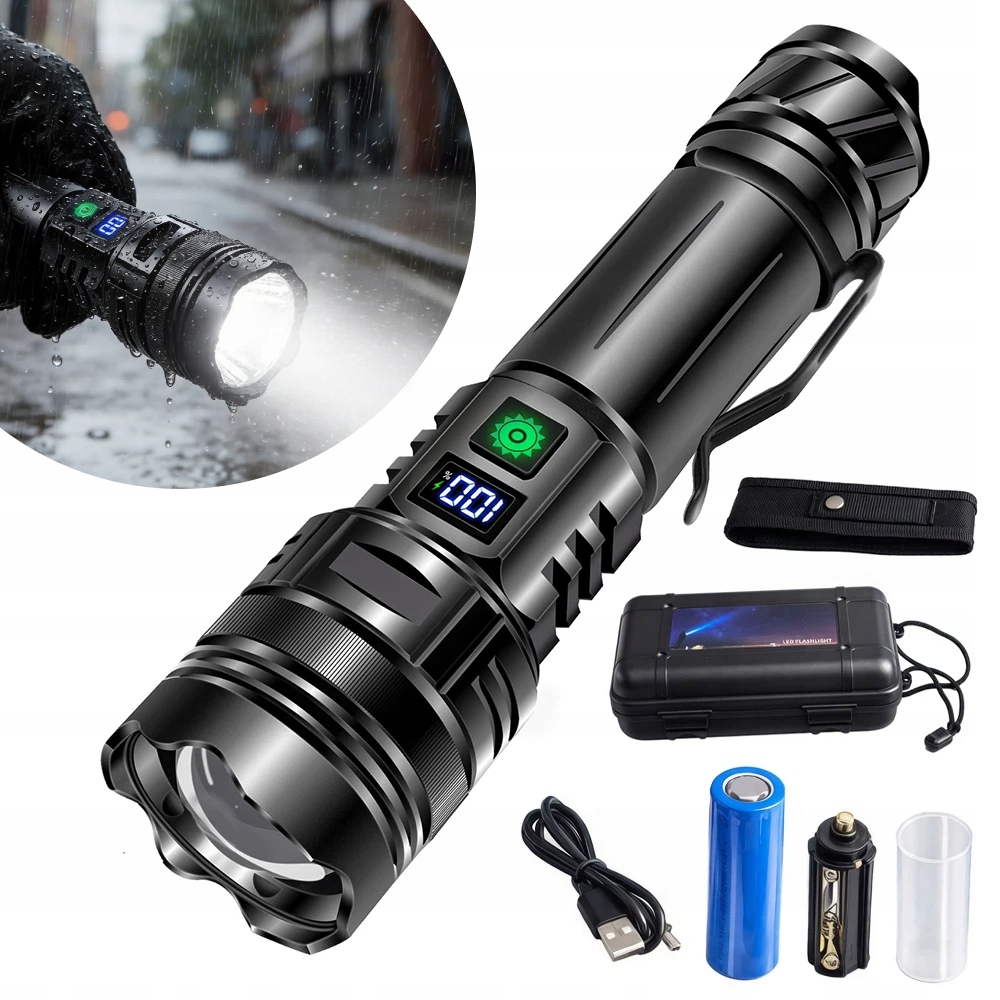 Akumulátorová Led Svítilna Výkonná Reflektor Zoom Usb Voděodolná