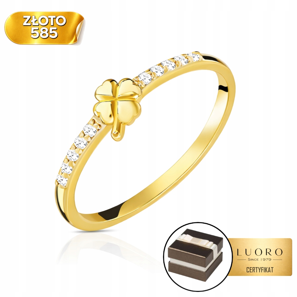Prstýnek 585 14K Čtyřlístek S Elegantními Zirkony R14
