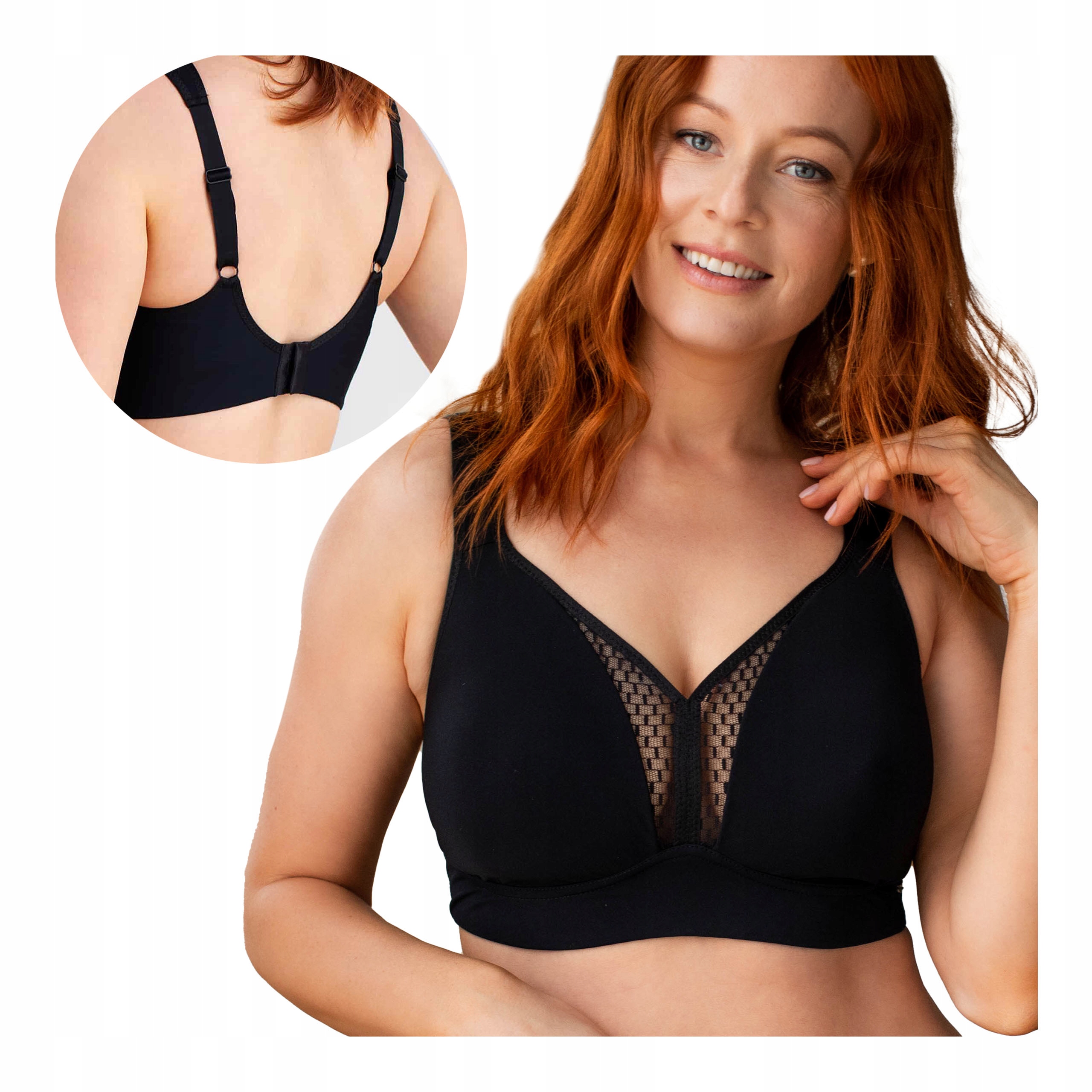 Dámská černá podprsenka pro velké poprsí, měkká, sportovní podprsenka Kleo 80E