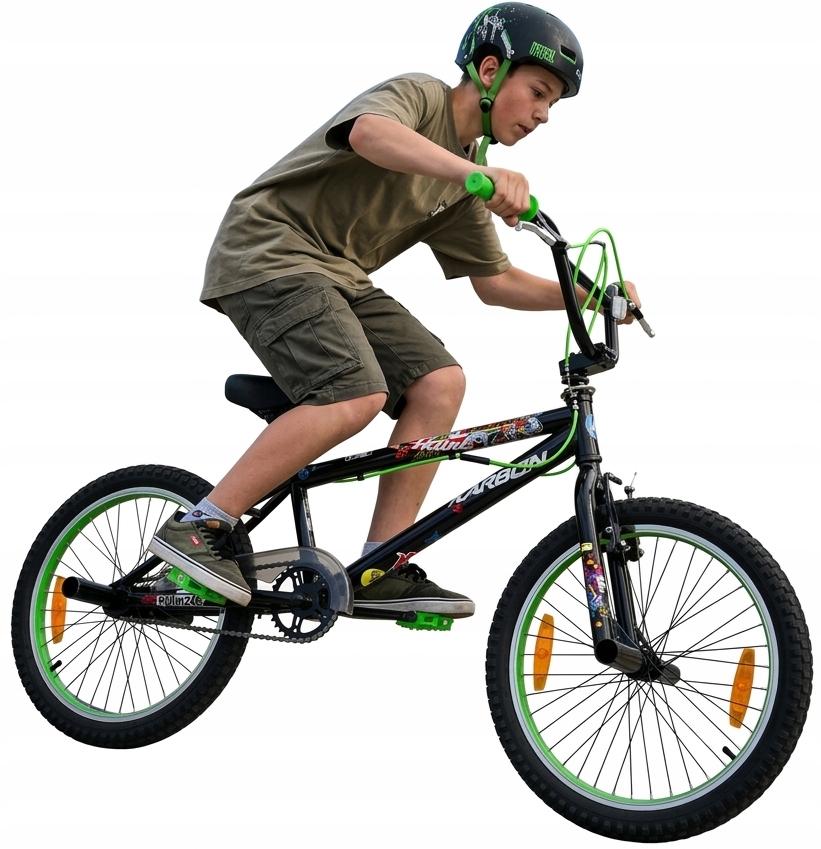 Rower Karbon Stickerbomb Bmx 20 cali Wyczynowy Kierownica 360 Rotor Pegi