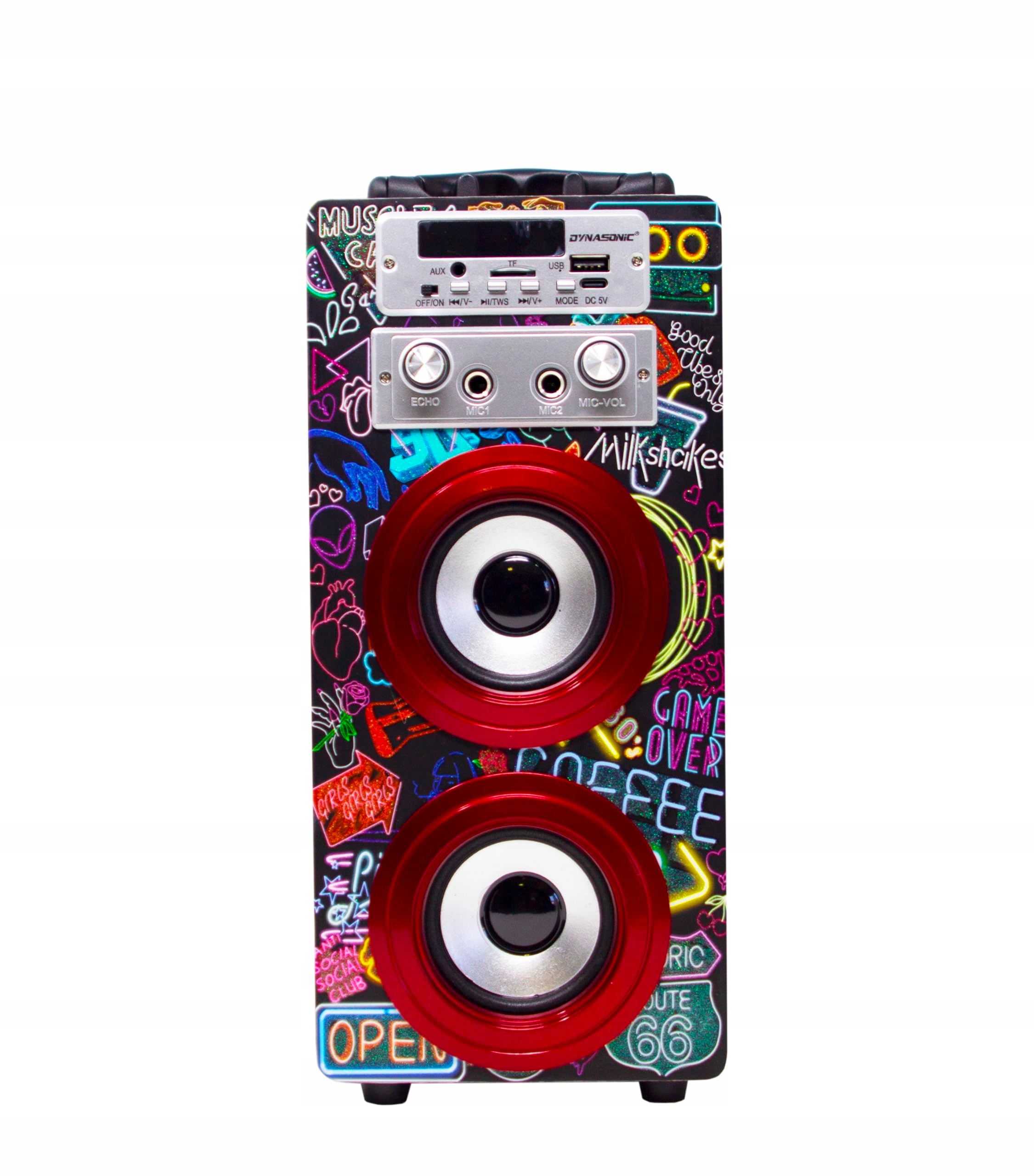 DYNASONIC Karaoke Dla Dzieci Z Mikrofonami Bluetooth USB SD Lampa — miniatura 2