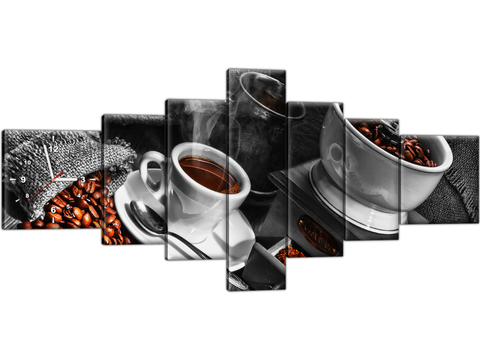 

Zegar ścienny 160x70 Kawa Ziarna kawy Filiżanka