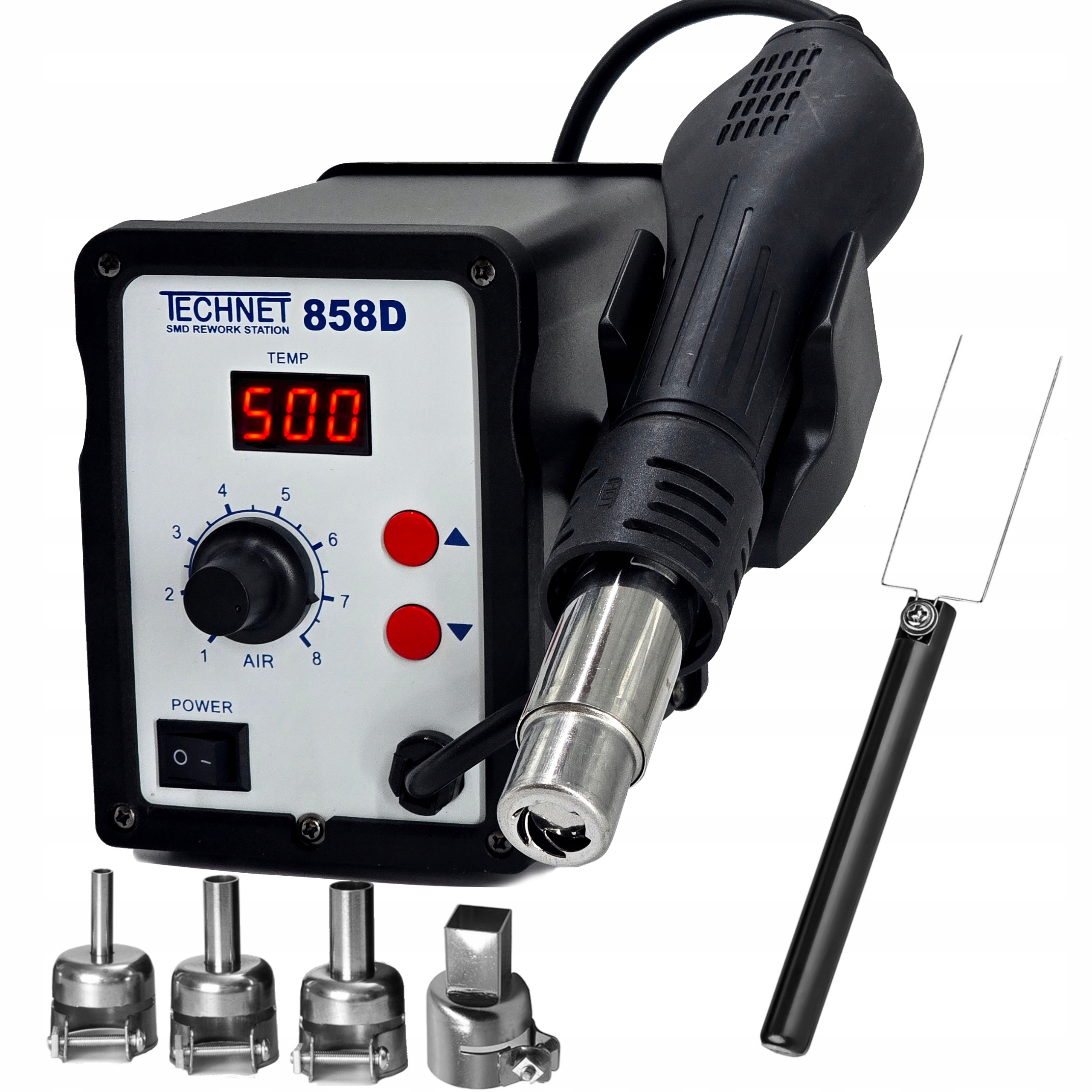 Stacja Lutownicza Lutownica Spawarka Hot-air 858D Smd Bga 100°C-500°C 700W