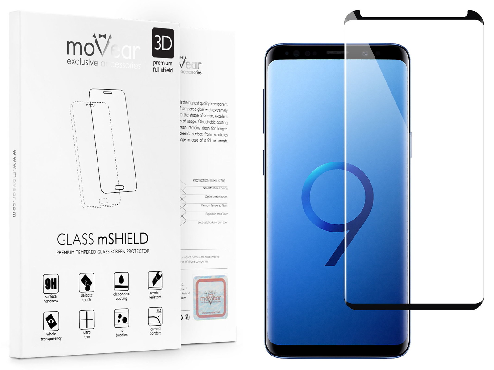 

Szkło Hartowane 3D do Etui na Samsung S9+ Movear