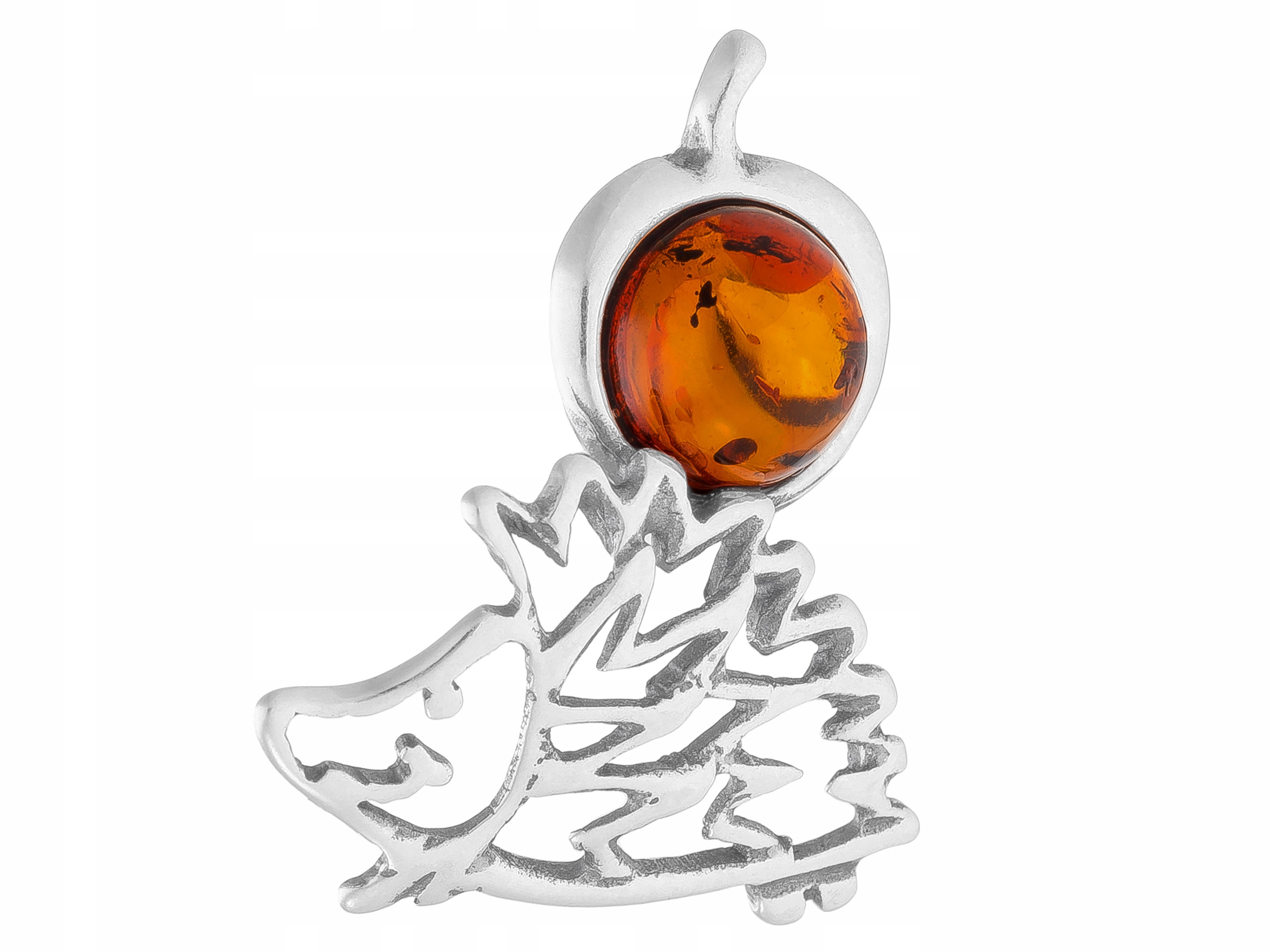 Stříbrný Přívěsek Ježek s Jantarem Oxidovaný Přívěsek Ježek s jablkem 925