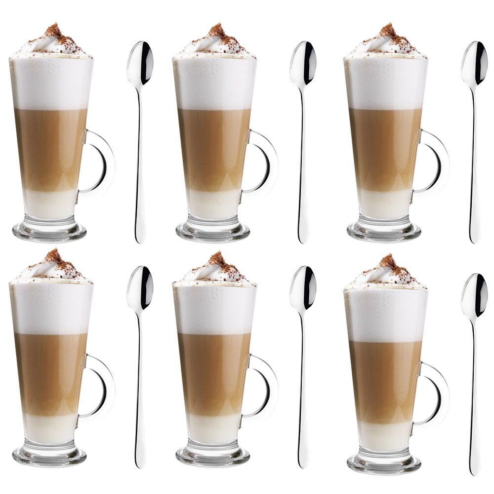 

Komplet 6 Szt Szklanek Do Kawy Latte Łyżeczki
