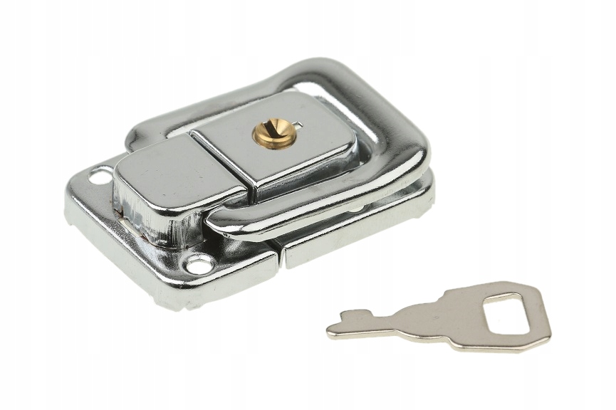 ZAMEK DO SKRZYŃ WALIZEK KASET NA KLUCZ CHROM