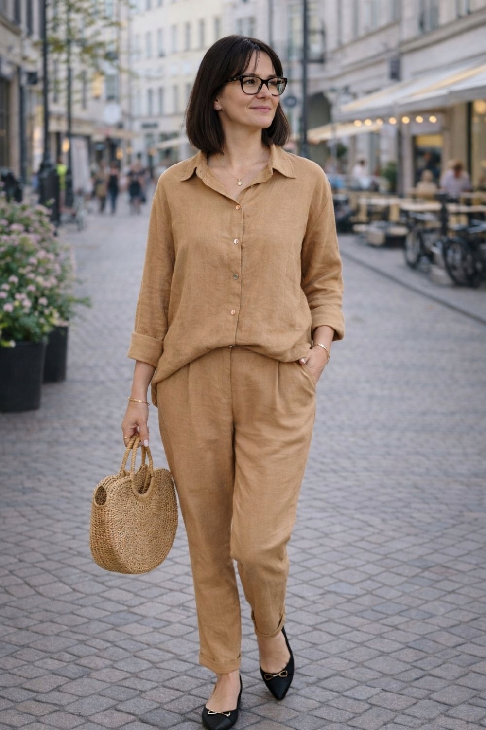 Dámský komplet viskóza béžová elegantní casual Made in Italy Uni