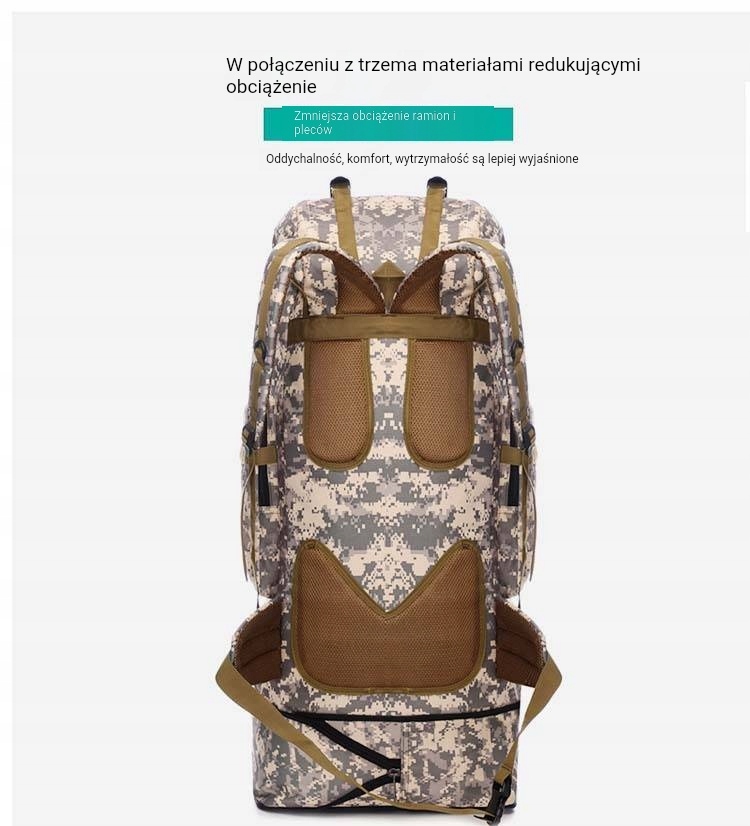 Torba turystyczna o dużej pojemności 100L Wysokość 70 cm