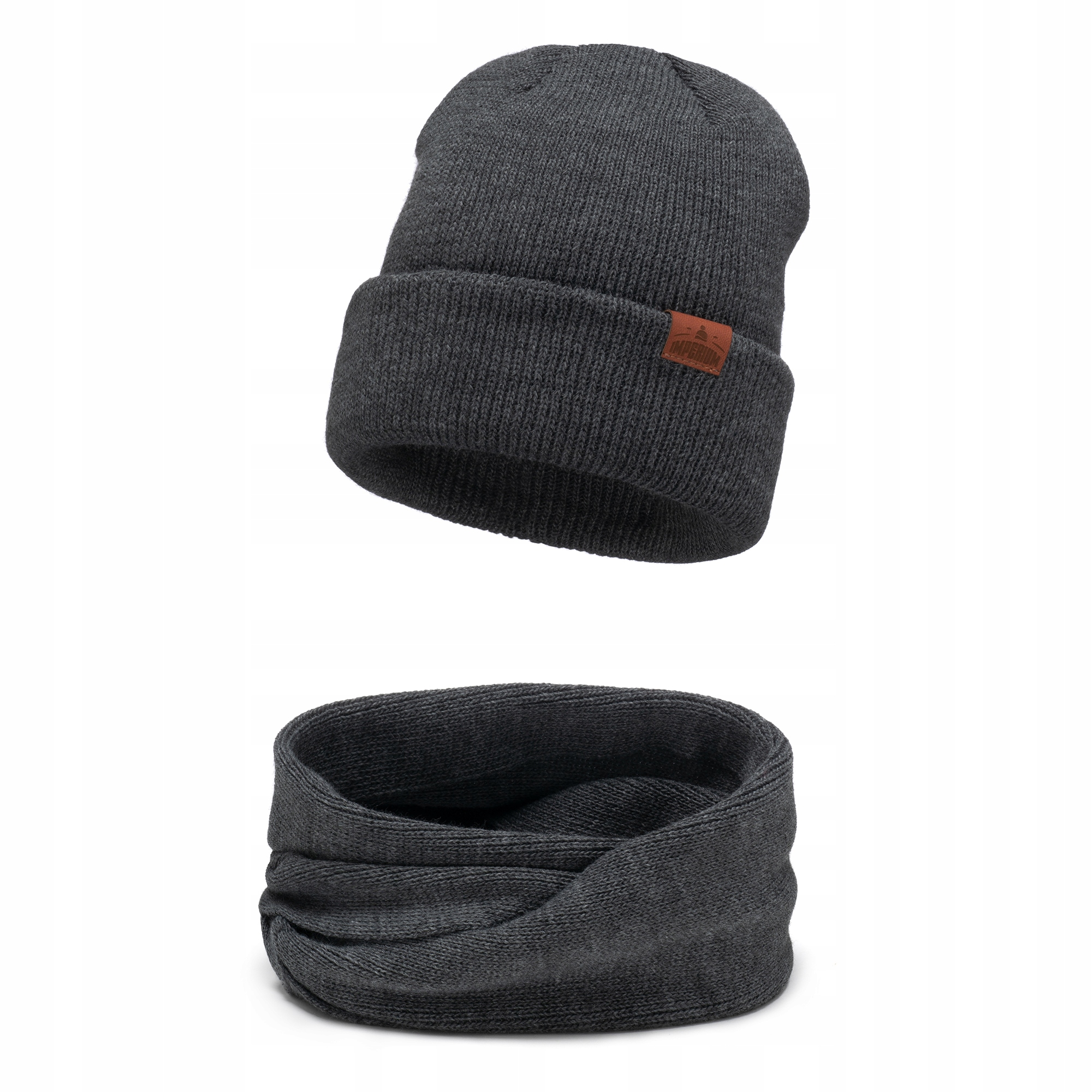 

Czapka zimowa dziecięca komin Grafitowy 50-54