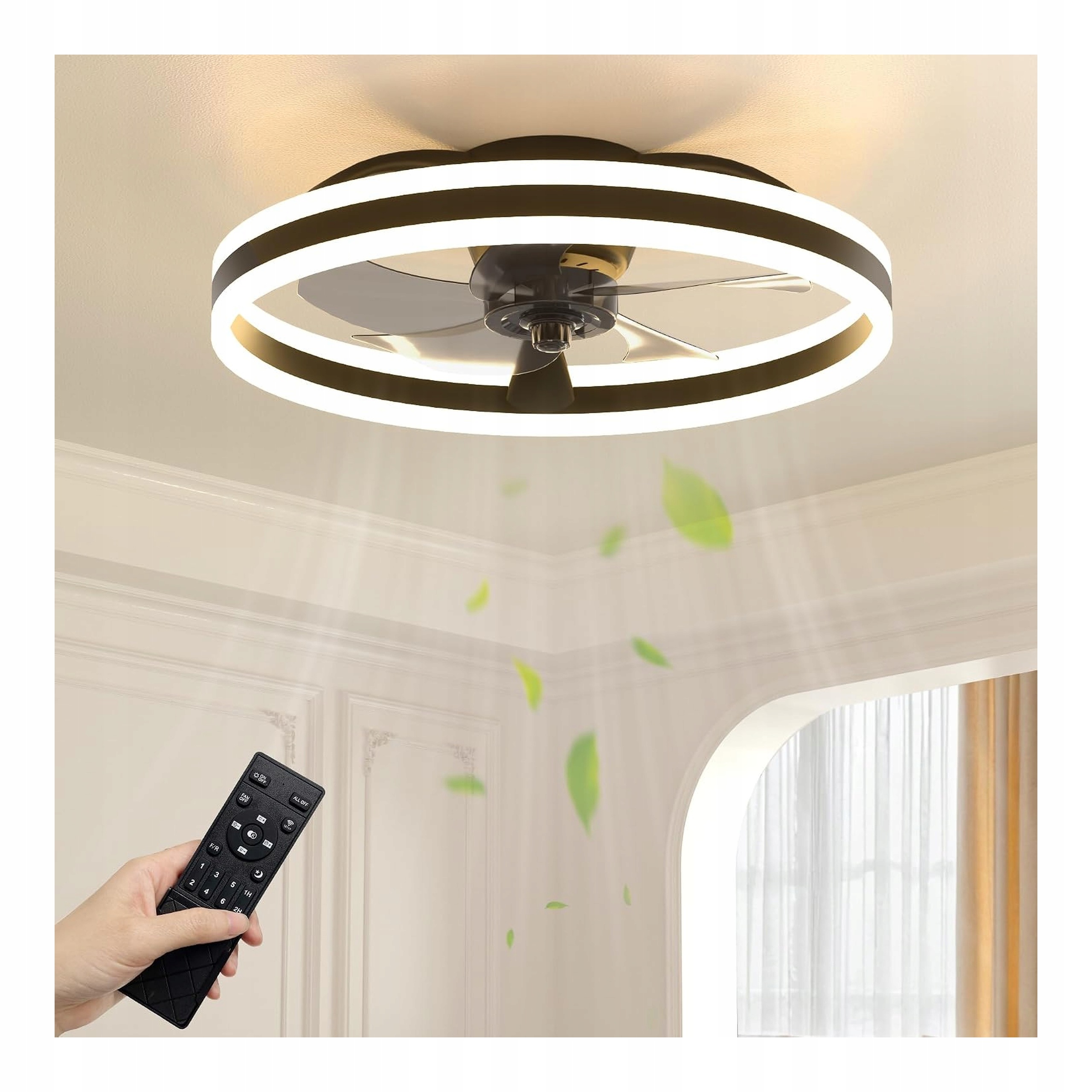 Stropní ventilátor s Led osvětlením a dálkovým ovládáním 50 cm 32 W 6 rychlostních stupňů Lampa