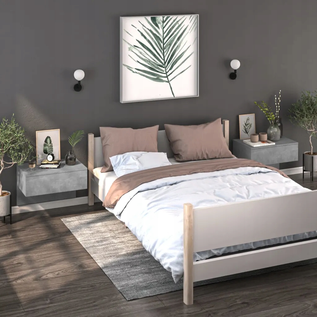 Petrashop Nástěnné noční stolky 2 ks betonově šedé Šedá 810944
