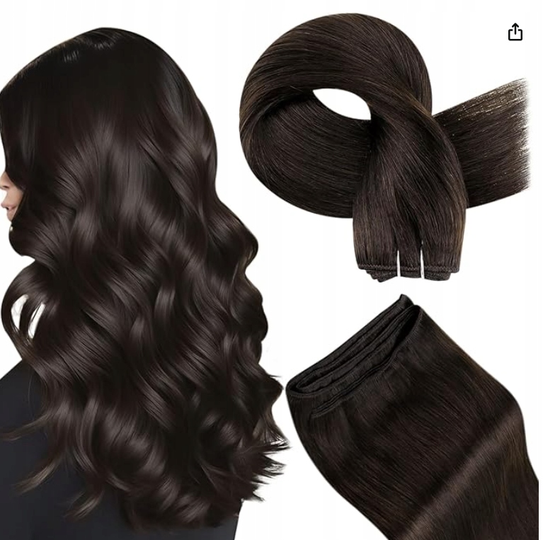 Hetto Weft Hair Lidské vlasy Tmavý bronz Vlasy Všívané Prodloužení 40 cm
