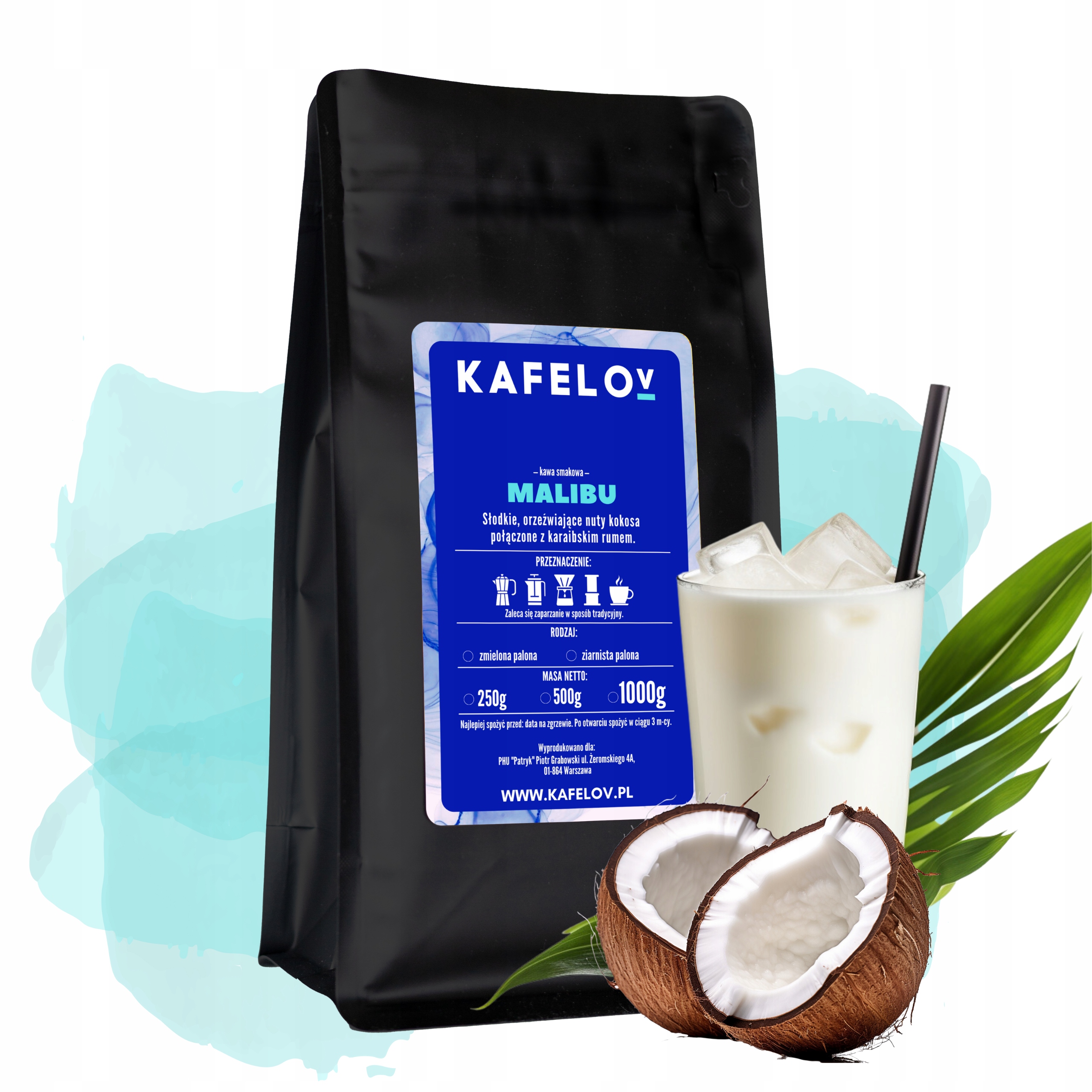 Levně Káva ochucená káva Malibu arabika čerstvě pražená 1 kg