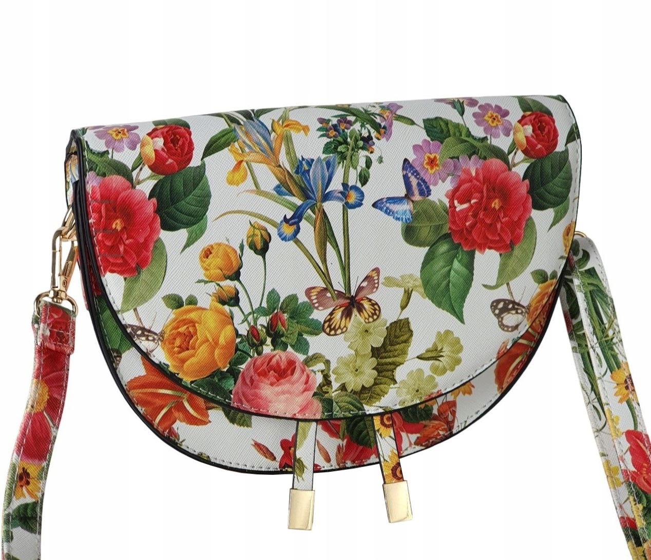 TOREBKA DAMSKA MAŁA LISTONOSZKA NA RAMIĘ KWIATY ŁĄKA BOHO