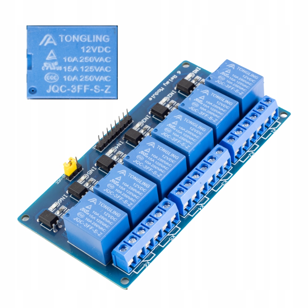 Przekaźnik 12V 230V 6 Kanałów Moduł Przekaźników 10A Zgodny z Arduino STM32