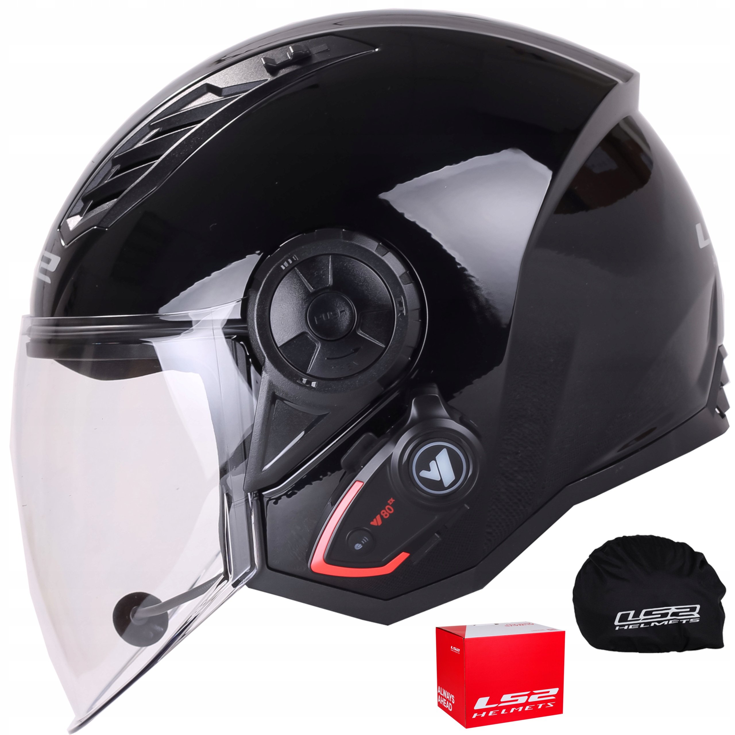 Kask Otwarty motocyklowy LS2 OF616 Airflow II czarny Interkom Bluetooth
