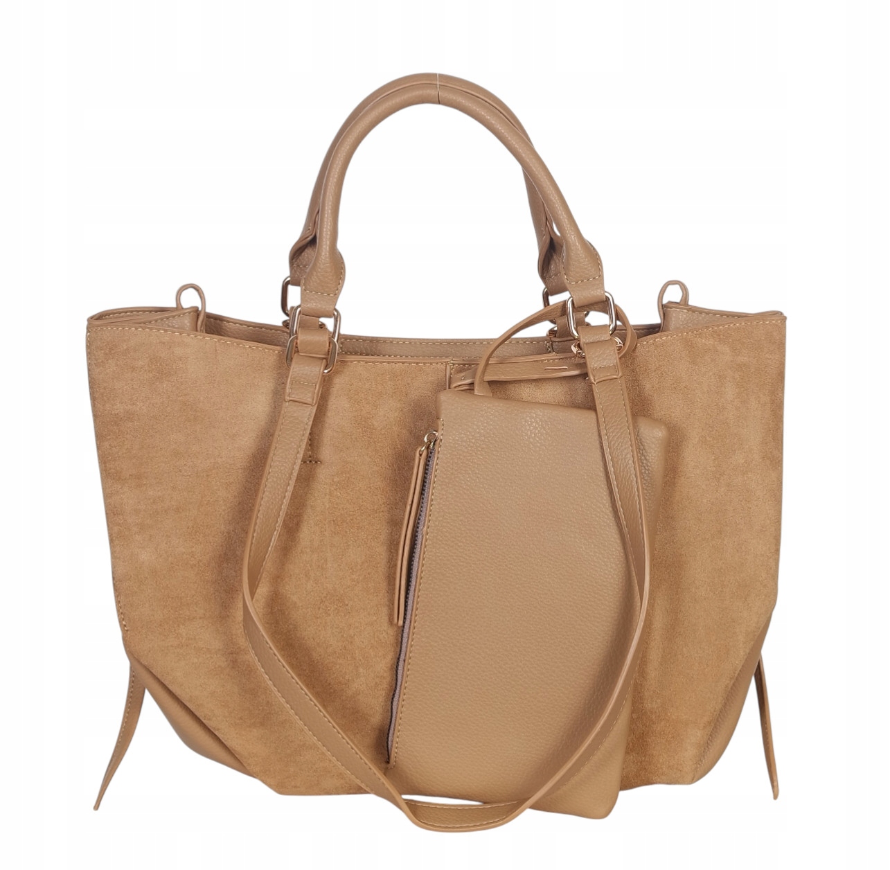 Gallantry Paris Genialna torebka shopper skóra zamsz Łódka Pola Portfelik