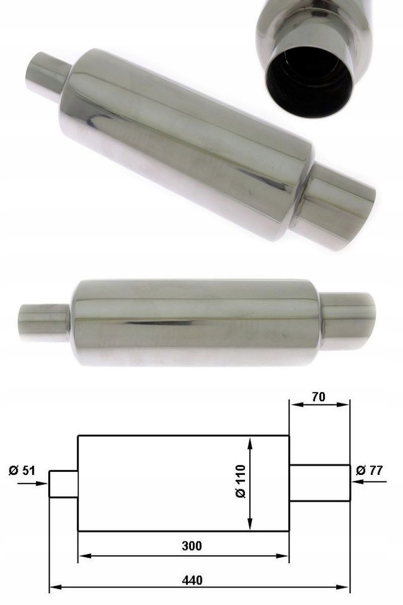 TŁUMIK SPORTOWY BASOWY NIERDZEWKA TURBOWORKS Fi77 Producent części Inny