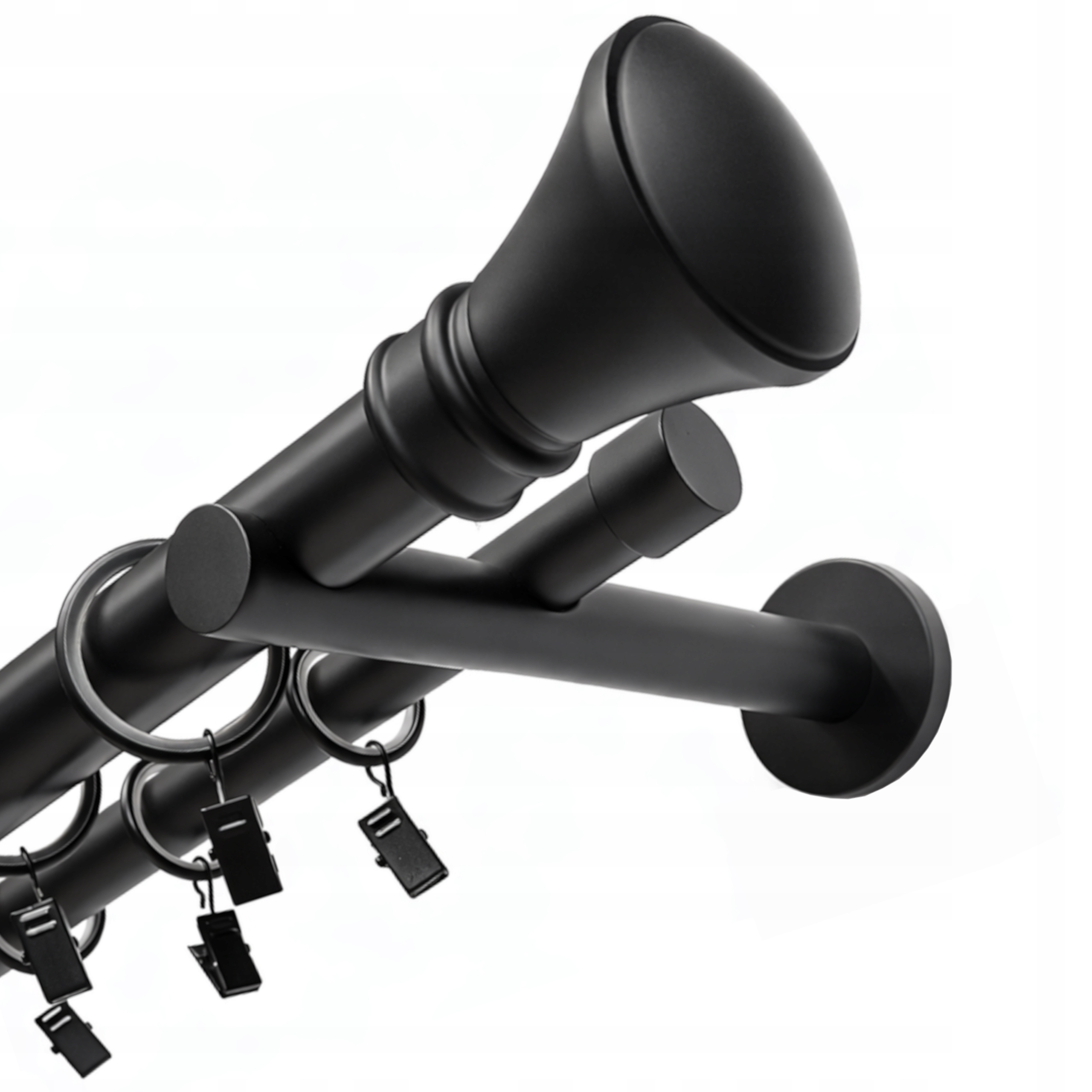 Garnýž Kovový dvojitý 25+19 mm záclonové tyče černé Mat Monaco Černé 160 cm