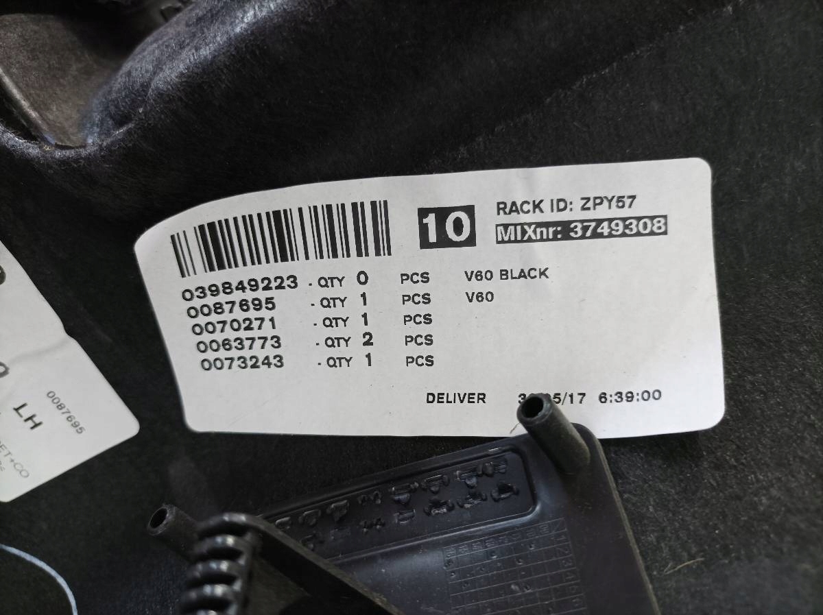 boot upholstery right left rear part KPL Volvo V60 and (2010- )
